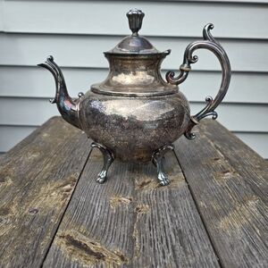 Vintage silver plated footed teapot